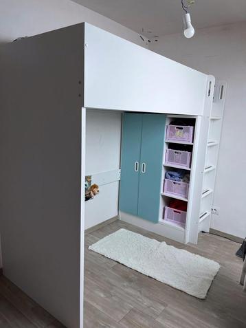 Lit mezzanine avec placard, 100 cm, 210 cm, 180 à 200 cm, Enlèvement