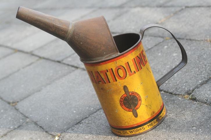 Olieblik Natioline (national oil works) merxem 1900, Verzamelen, Merken en Reclamevoorwerpen, Gebruikt, Verpakking, Ophalen of Verzenden