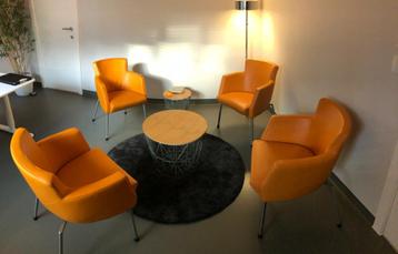 4 lederen 1-zit zetel, Oranje (POT interieur Nederland) 