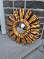 Kleine houten zonnespiegel 30 cm., Huis en Inrichting, Woonaccessoires | Spiegels, Minder dan 50 cm, Gebruikt, Rond, Ophalen of Verzenden