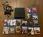 PS4 console Slim (500GB) zwart + 1 controller + 16 games, Avontuur en Actie, Ophalen of Verzenden, Zo goed als nieuw