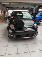 Fiat 500 cabrio hybride zwart metallic, Auto's, Fiat, Voorwielaandrijving, Zwart, Cabriolet, Leder en Stof