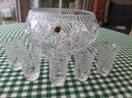 Kristallen Punch Bowl op 3 voetjes en met 5 glazen, Antiek en Kunst, Ophalen
