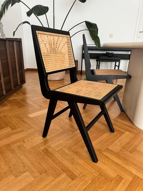 Furnified eetkamerstoel retro zwart rotan, zo goed als nieuw, Huis en Inrichting, Stoelen, Zo goed als nieuw, Zwart, Ophalen