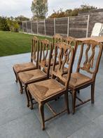 6 eiken stoelen met rieten zitting, Huis en Inrichting, Ophalen, Zo goed als nieuw