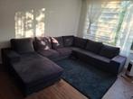 Te koop: grote hoekzetel in donkerblauw stof, Ophalen, Zo goed als nieuw, Stof