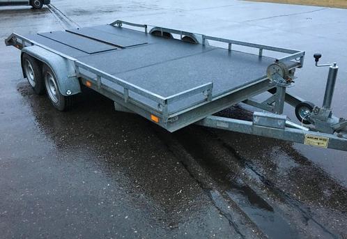 Autoremork autotransporter aanhangwagen dubbelas plateau, Auto diversen, Aanhangers en Bagagewagens, Ophalen