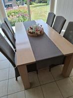 Massieve  tafel incl stoelen en kussens, Ophalen, Zo goed als nieuw