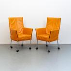 4 Prachtige Montis Chaplin stoelen in oranje (/oker) leder