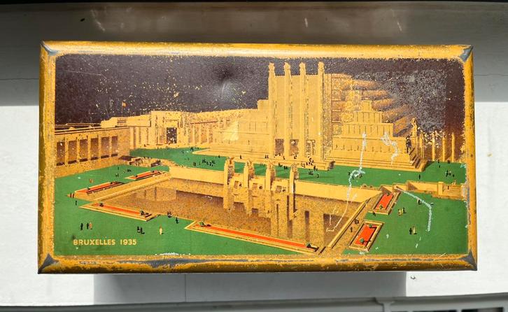 Art Deco Côte d’Or blikkendoos 1935 wereldtentoonstelling, Verzamelen, Blikken, Gebruikt, Ophalen of Verzenden