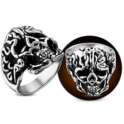 Vintage gothic skull ring in roestvrij staal, Handtassen en Accessoires, Ringen, Nieuw, Dame of Heer, IJzer of Staal, Ophalen of Verzenden