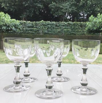 Set van 5 Kristallen Glazen 19de eeuw   5€/set beschikbaar voor biedingen