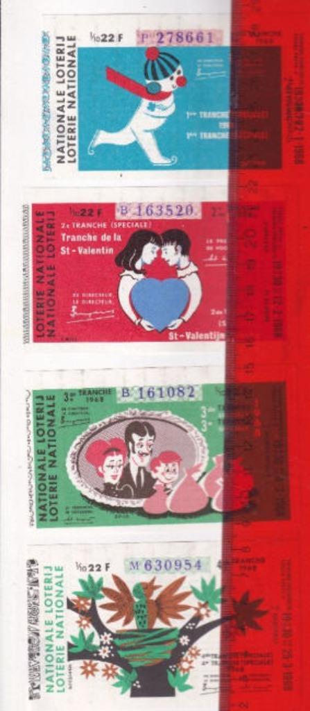 NATIONALE LOTERIJ - 12 loten 1968, Verzamelen, Overige Verzamelen, Ophalen of Verzenden