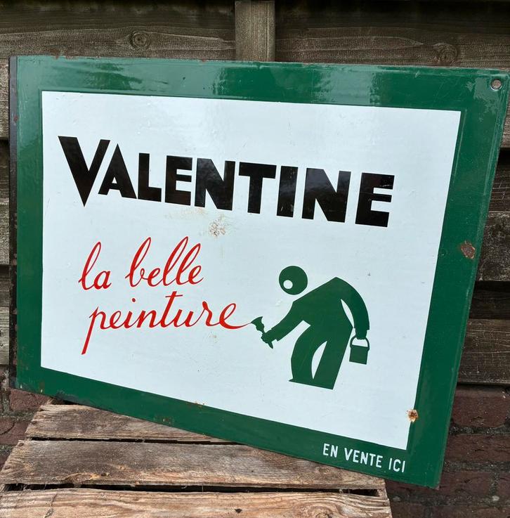 Valentine Emaille Bord - dubbelzijdig, Verzamelen, Merken en Reclamevoorwerpen, Gebruikt, Reclamebord, Ophalen