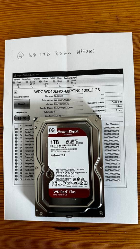 WD Red 1TB - NOUVEAU (0 heure de fonctionnement) - NAS HDD, Enlèvement ou Envoi, HDD, Interne, Comme neuf