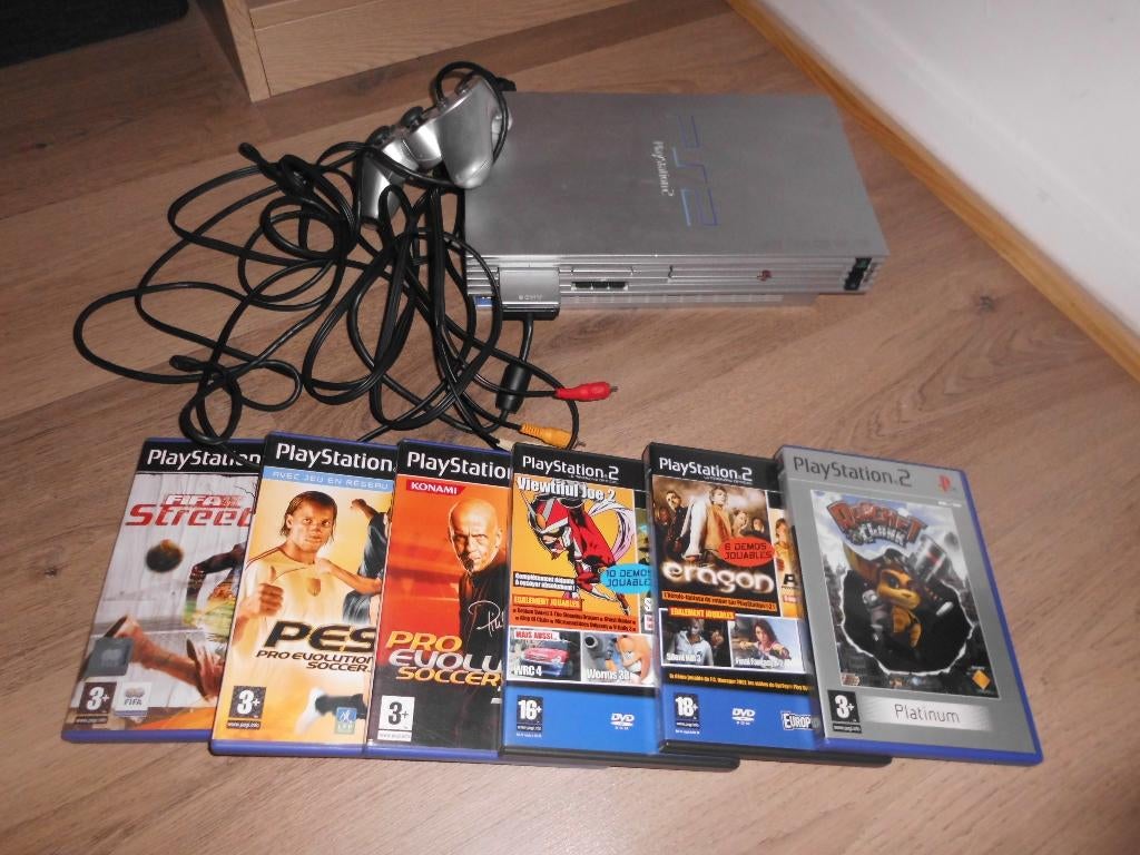 console PS2 playstation silver + manette jeux carte ..., Enlèvement ou Envoi
