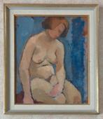 HANNA BRUNDIN / NAAKTE VROUW / OLIEVERF / 67x58cm / KADER, Enlèvement ou Envoi