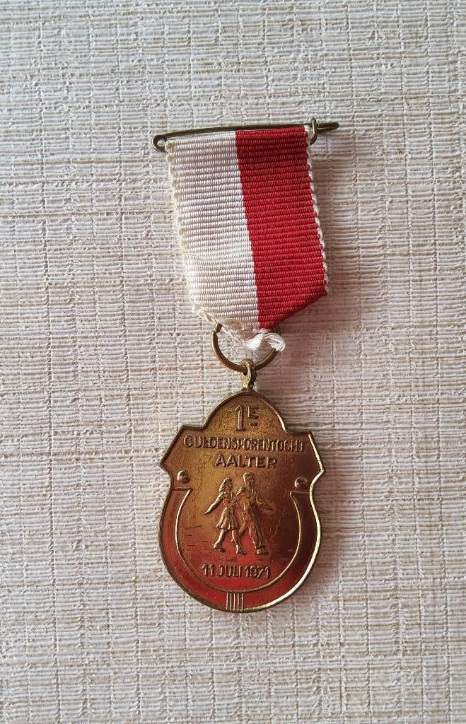 Medaille 1ste Guldensporentocht 11 juli 1971 Aalter, Timbres & Monnaies, Pièces & Médailles, Enlèvement ou Envoi, Autres matériaux