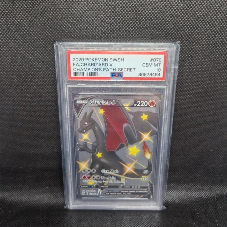 Charizard V Chmpn Path Secret SWSH PSA 10, Hobby en Vrije tijd, Verzamelkaartspellen | Pokémon, Ophalen of Verzenden