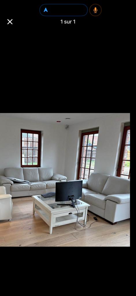 Salon cuir 3+2 places, Maison & Meubles, Mobilier complet, Enlèvement