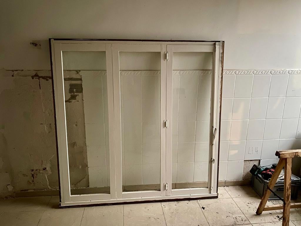 Binnenraam (1918) in kader met motief, Bricolage & Construction, Vitres, Châssis & Fenêtres, 160 cm ou plus, 160 cm ou plus, Enlèvement