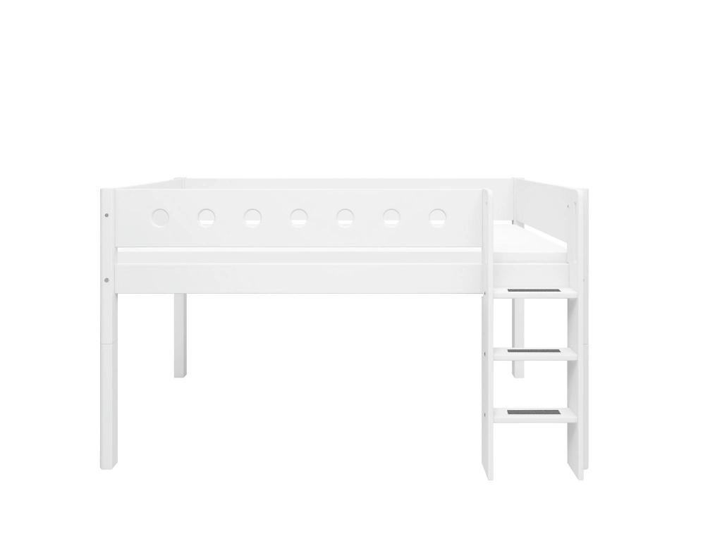 Flexa White halfhoogslaper met rechte trap, Enlèvement, Comme neuf, Lit mi-hauteur mezzanine