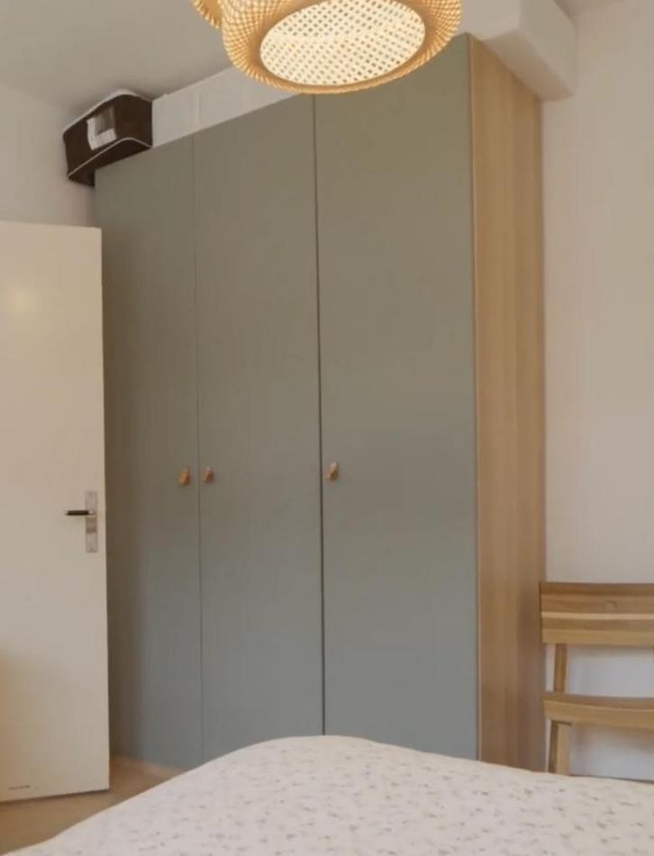 IKEA PAX kast gelazuurd eik/grijsgroene deuren 236x150x58 cm, Maison & Meubles, Armoires | Penderies & Garde-robes, Comme neuf