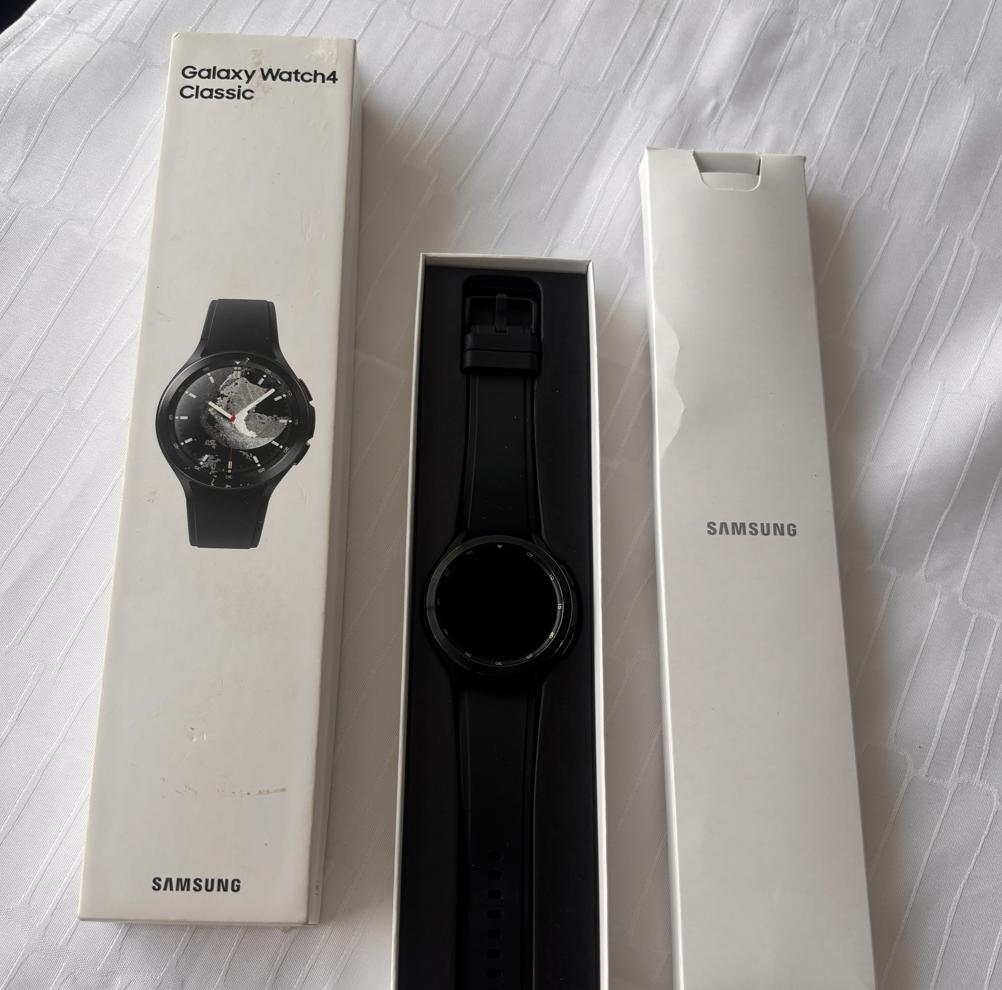 Samsung Galaxy watch 4 classic, Ophalen, Zwart, Zo goed als nieuw, Samsung galaxy watch