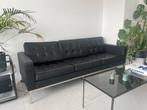 Zwarte lederen sofa, Ophalen, Midcentury modern, Driepersoons, Zo goed als nieuw