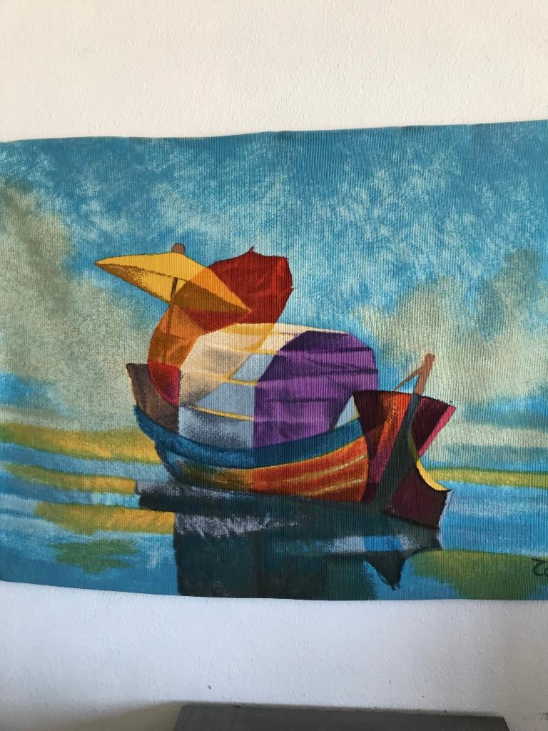 tapisserie murale signée Toffoli, Tapisserie murale, Vintage, Multicolore, Comme neuf