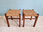 Paire de tabourets Mid-century en bois et corde, Enlèvement ou Envoi
