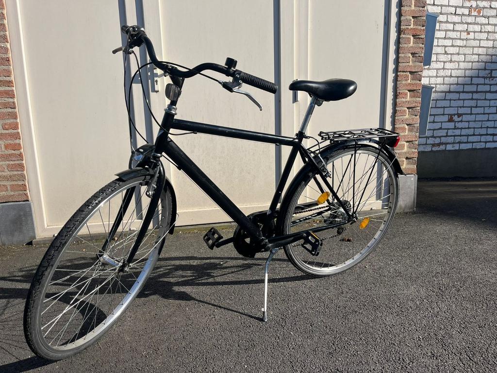 Zwarte heren fiets - 6 versnellingen - 53cm frame hoogte, Ophalen, Gebruikt, Velgrem, Versnellingen