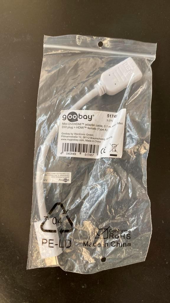 Mini dvi/hdmi female adapter kabel 0,1m, Computers en Software, Pc- en Netwerkkabels, Nieuw, Ophalen of Verzenden