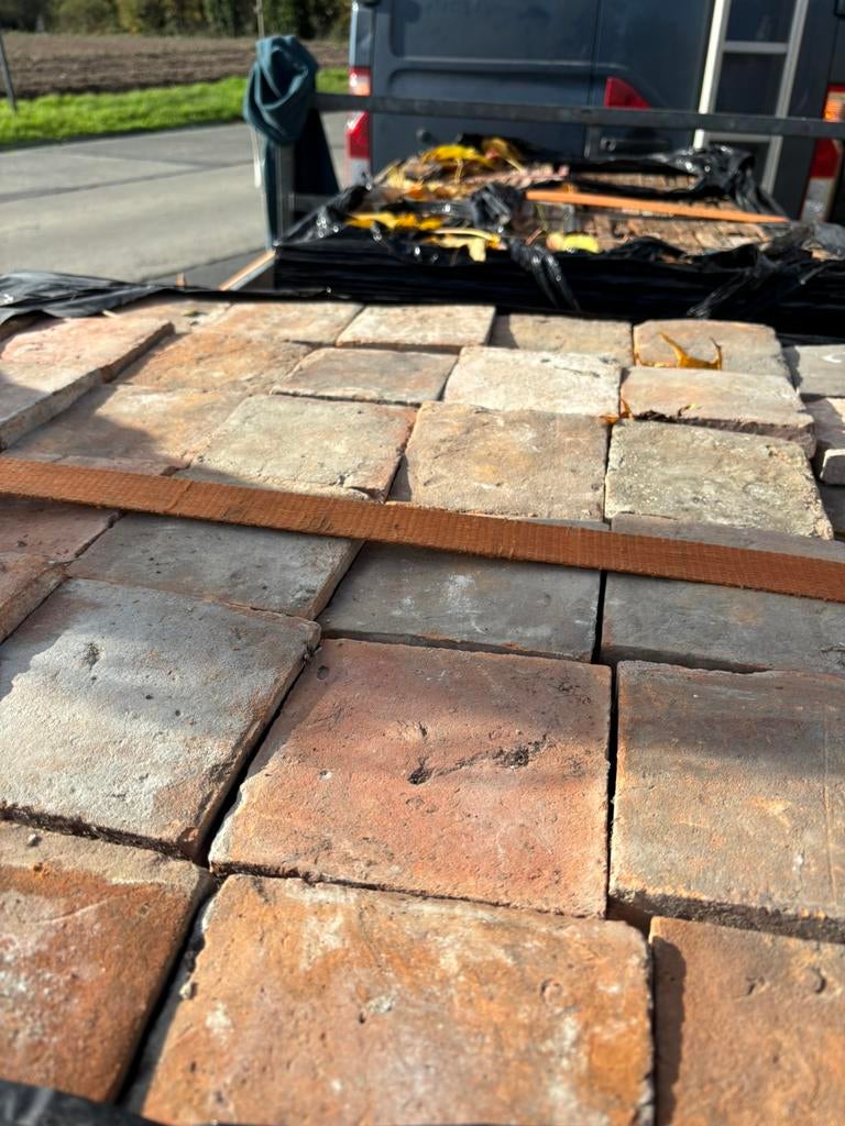 Lot antieke terracotta tegels Voor info BELLEN 0474220705, Antiquités & Art, Antiquités | Assiettes décoratives & Carrelages, Enlèvement