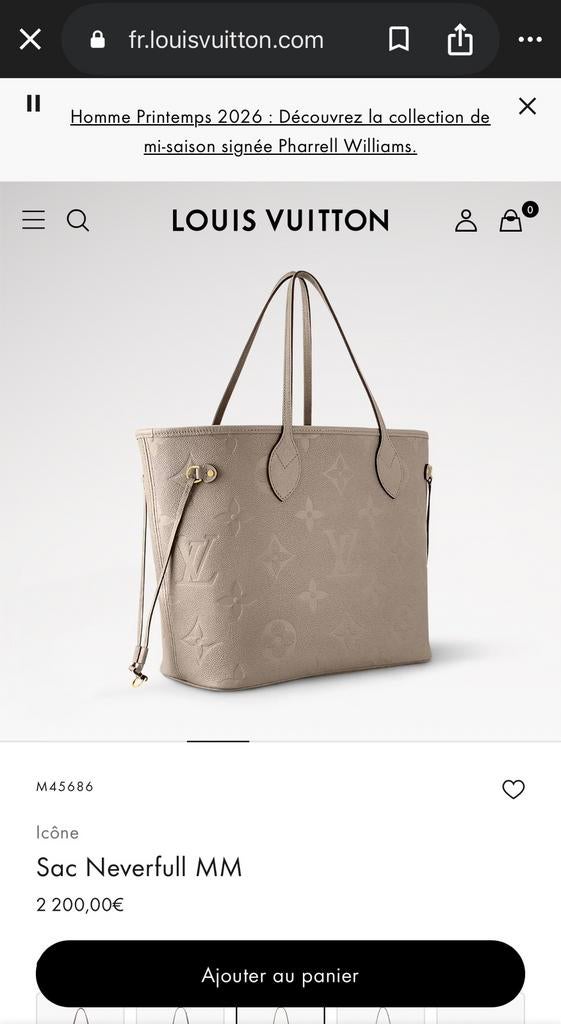 Louis Vuitton tas, Ophalen, Nieuw, Beige, Handtas