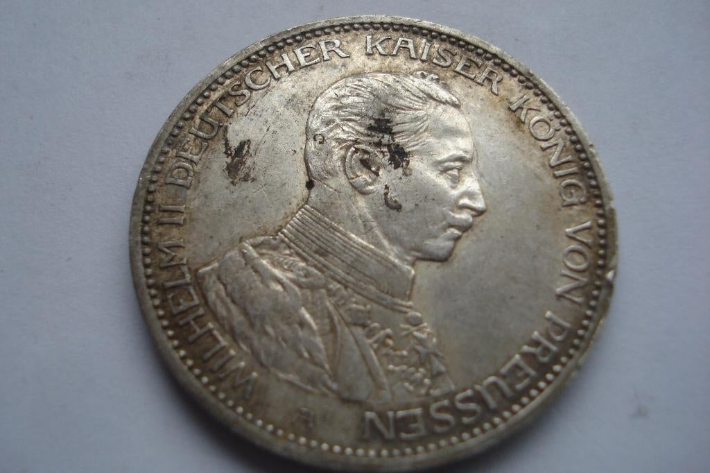 3 Mark 1914 Aan Wilhelm II Pruisen zilver 900, Postzegels en Munten, Ophalen of Verzenden, Duitsland, Losse munt, Zilver