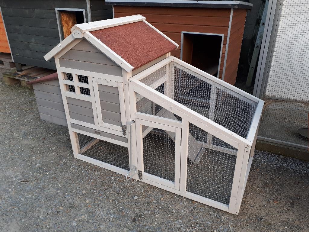 nieuw Konijn of kippenhokje met ren cottage grijs, Ophalen, Nieuw