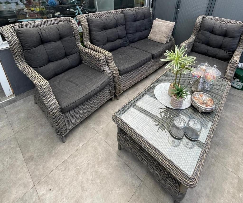 Salon de jardin 3 places 1 siège 1 siège et table, Jardin & Terrasse, Enlèvement, Bois dur, 5 places, Salons de jardin