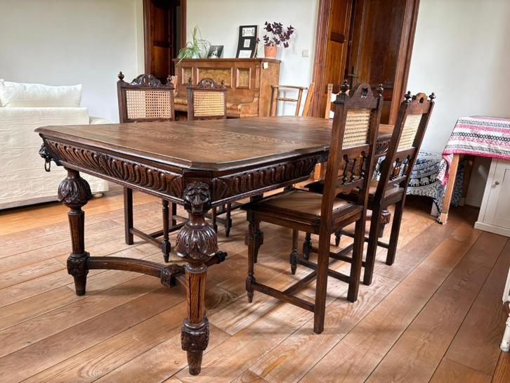 Eettafel groot antiek eik, Huis en Inrichting, Tafels | Eettafels, Gebruikt, 150 tot 200 cm, 50 tot 100 cm, Vijf personen of meer