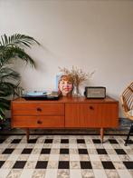 Vintage midcentury dressoir | platenspeler meubel | kast, Teck, Avec tiroir(s), 25 à 50 cm, Vintage midcentury