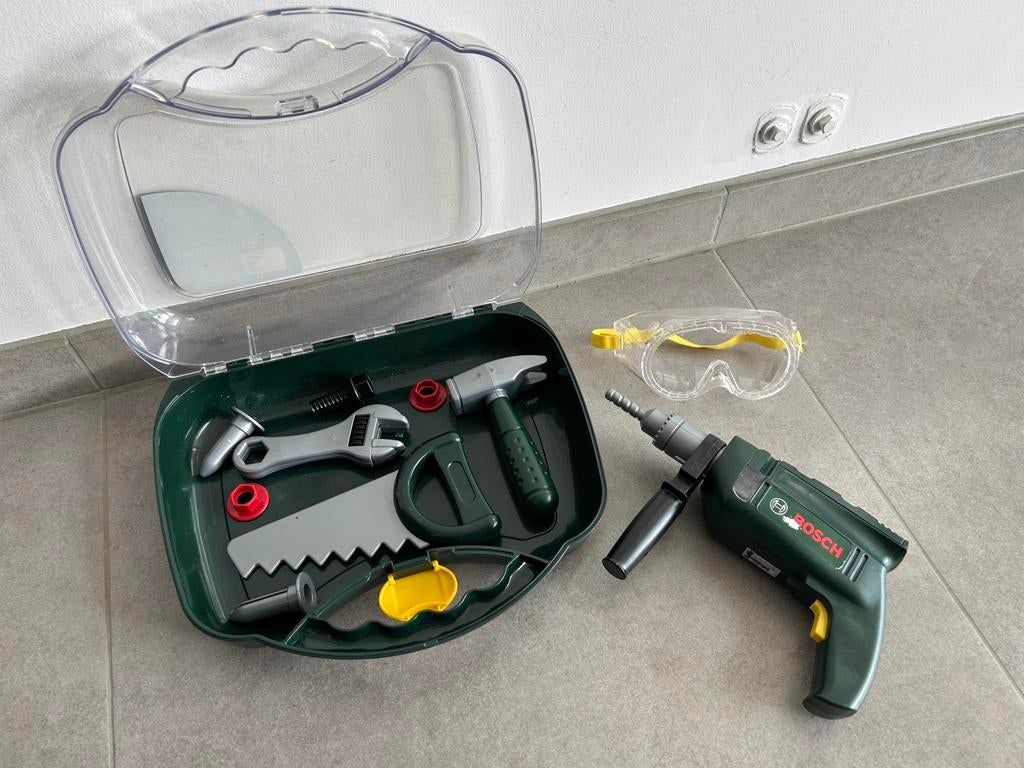 Gereedschapskoffer met boormachine, hamer, …, Ophalen, Gebruikt, Jongen of Meisje