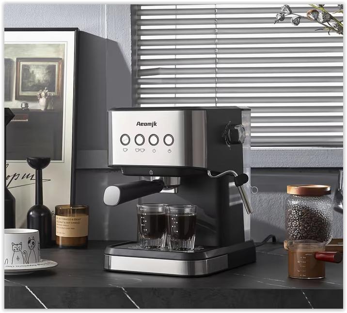 Italiaanse halfautomatische espressomachine Aeomjk | 20 bar, Stoompijpje, Gemalen koffie, Espresso apparaat, Nieuw