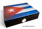 HUMIDOR HOUTSTRUCTUUR CUBA VLAG HYGOMETER BUITENZIJDE   h39H, Envoi, Neuf, Boite à tabac ou Emballage