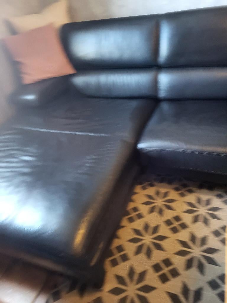 canape en cuir avec meridienne a donner, Enlèvement, Cuir