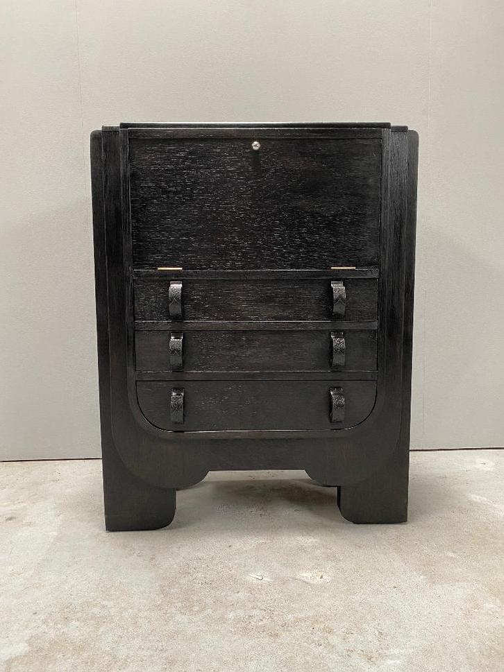 Art Deco zwart eiken secretaire, Huis en Inrichting, Bureaus, Zo goed als nieuw, Secretaire, Modern, Hout, Zwart, Ophalen