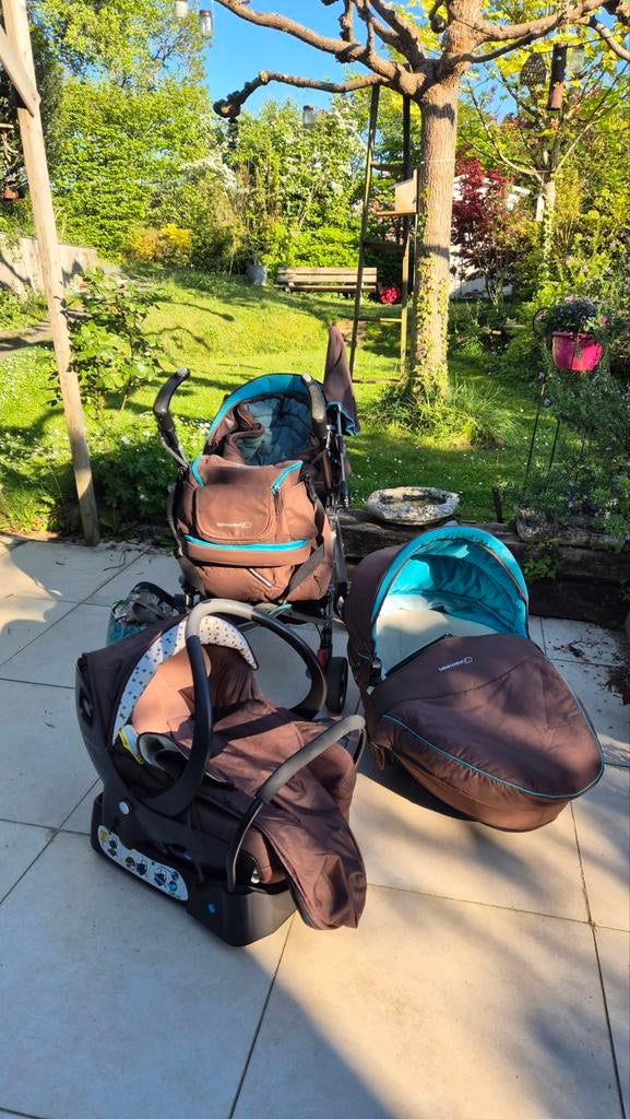 Ensemble poussette - nacelle - siège bébé + base, Ophalen
