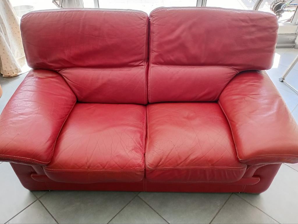 Canapé 2 places en cuir, Maison & Meubles, Enlèvement, Cuir
