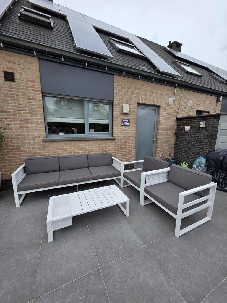 Mooie witte lounge set in aluminium, Tuin en Terras, Ophalen, Bank