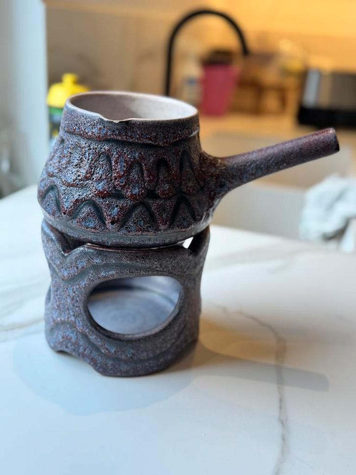 Prachtige fondueset - caquelon & rechaud - Jean Austruy, Antiek en Kunst, Antiek | Keramiek en Aardewerk, Ophalen