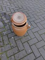 licht bruine aarden pot met deksel, Tuin en Terras, Bloempotten, Ophalen, Zo goed als nieuw